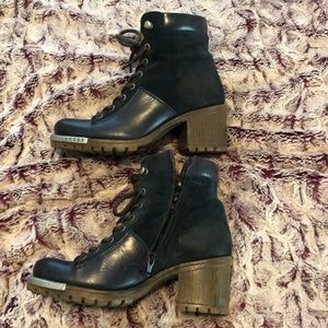 Fly London Blue Suede Lace Up Booties